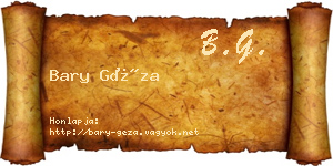 Bary Géza névjegykártya